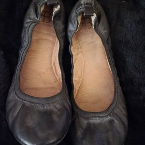 Classic Black Leather Flats by BRIAN JAMES